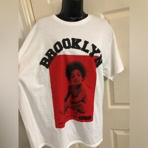 Notorious B.I.G embroidered Brooklyn print Juicy album cover white tshirt size L